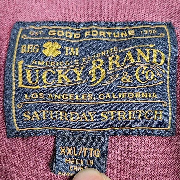 Lucky Brand Montana Miter Workwear Burgundy Red Button Front Shirt XXL 7MD41754 - Picture 3 of 7